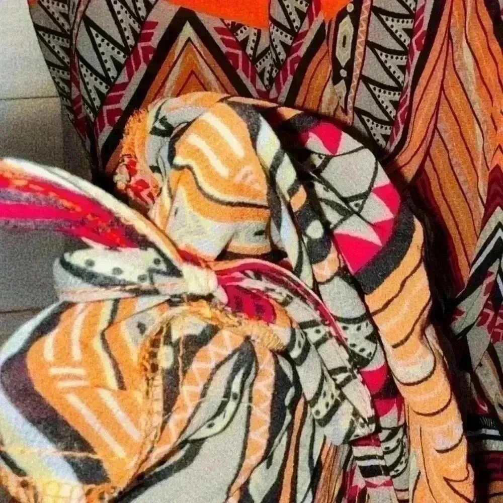 Ashley Stewart Bustle Dress Boho Gypsy Drop Waist Fit Flare Y2K Lagenlook 22/24 - Picture 7 of 10